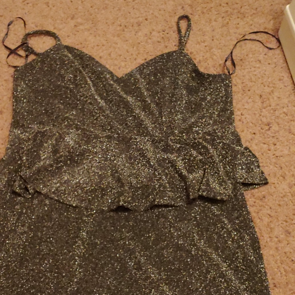 Silver peplum dress